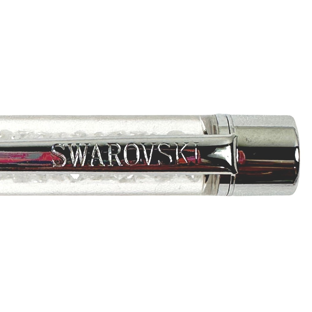 Swarovski Crystalline White Pen Silver Tone Accents Logo Refillable Gift Writes! - Picture 7 of 8